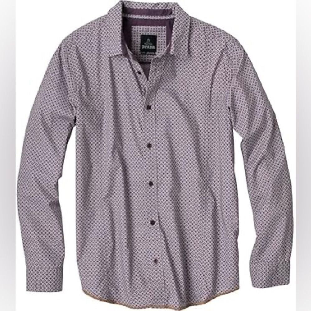 Prana Purple Patterned Casual Button Down Shirt